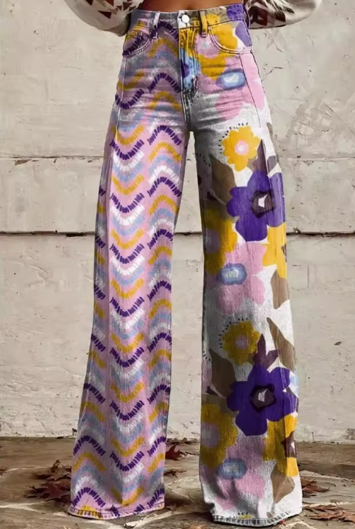 Isadora | Stilsäkra Multifärgade Boho Blommbyxor