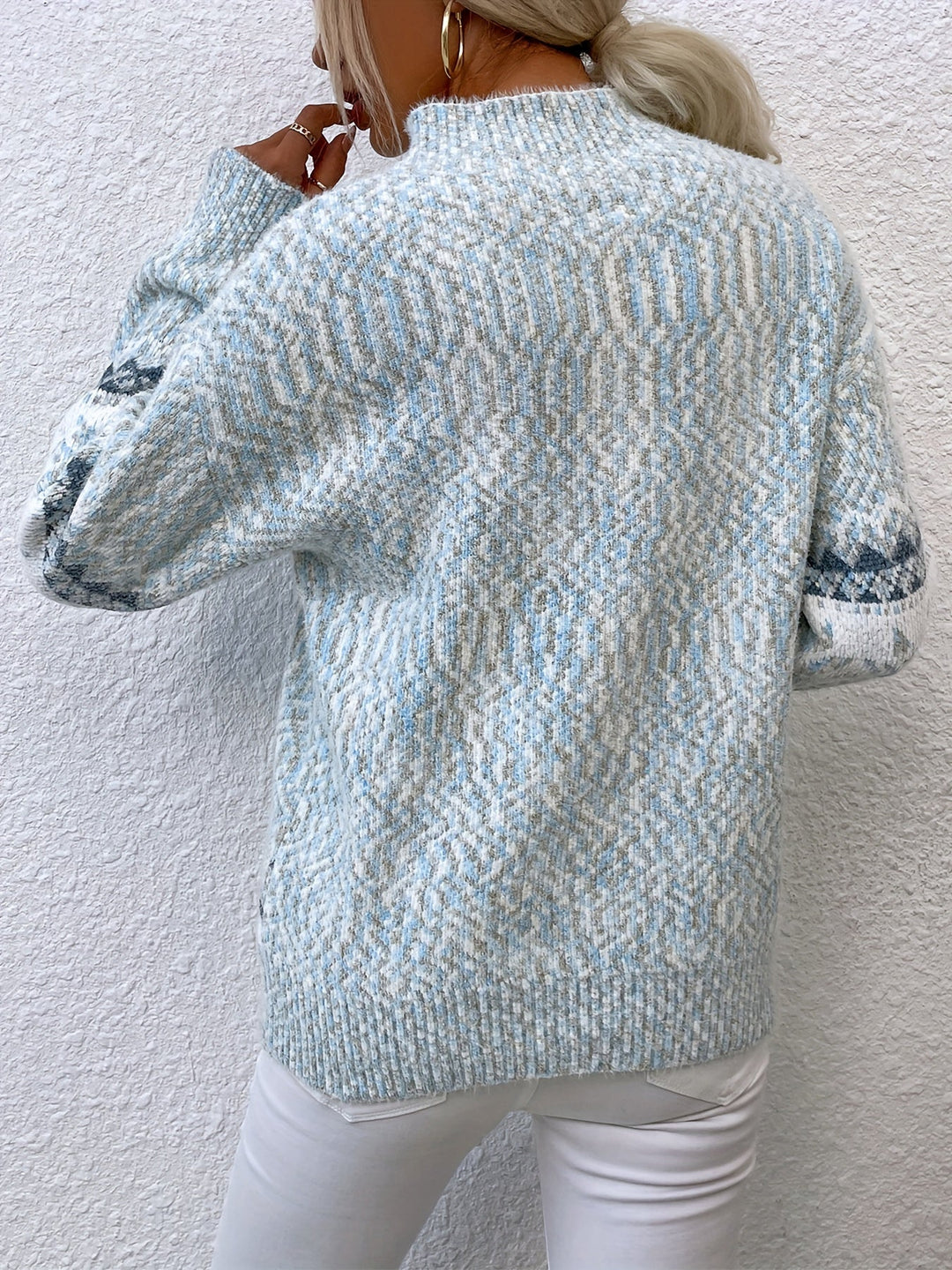 Tamsin | Mysig Snöflinga Mock-Neck Tröja