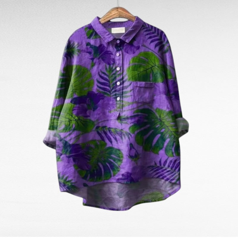 Candace | Stilig Retro Blus med Långa Ärmar