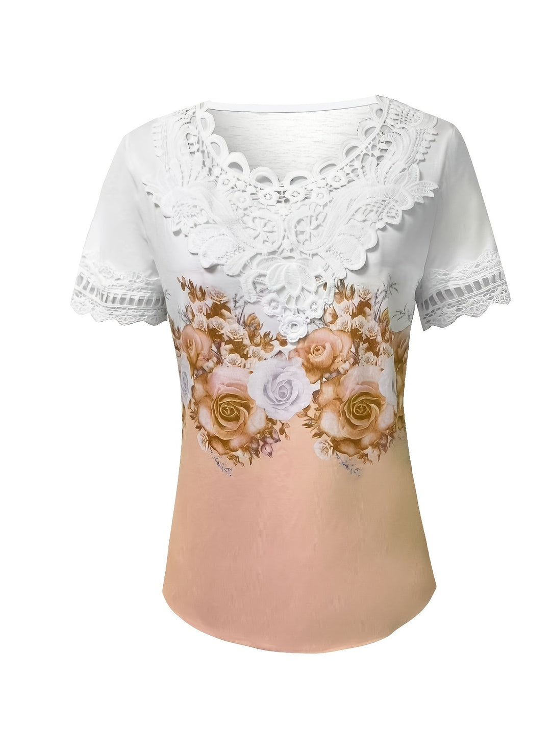 Constance | Blus med spetsdetaljer och blommönster