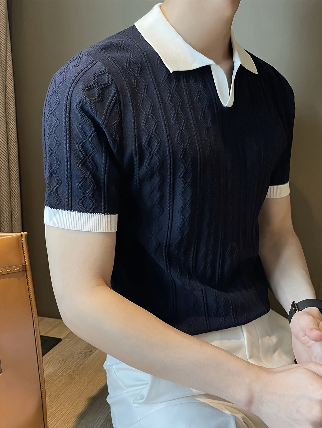 Barrett | Texturerad Polo med Kontrastkrage