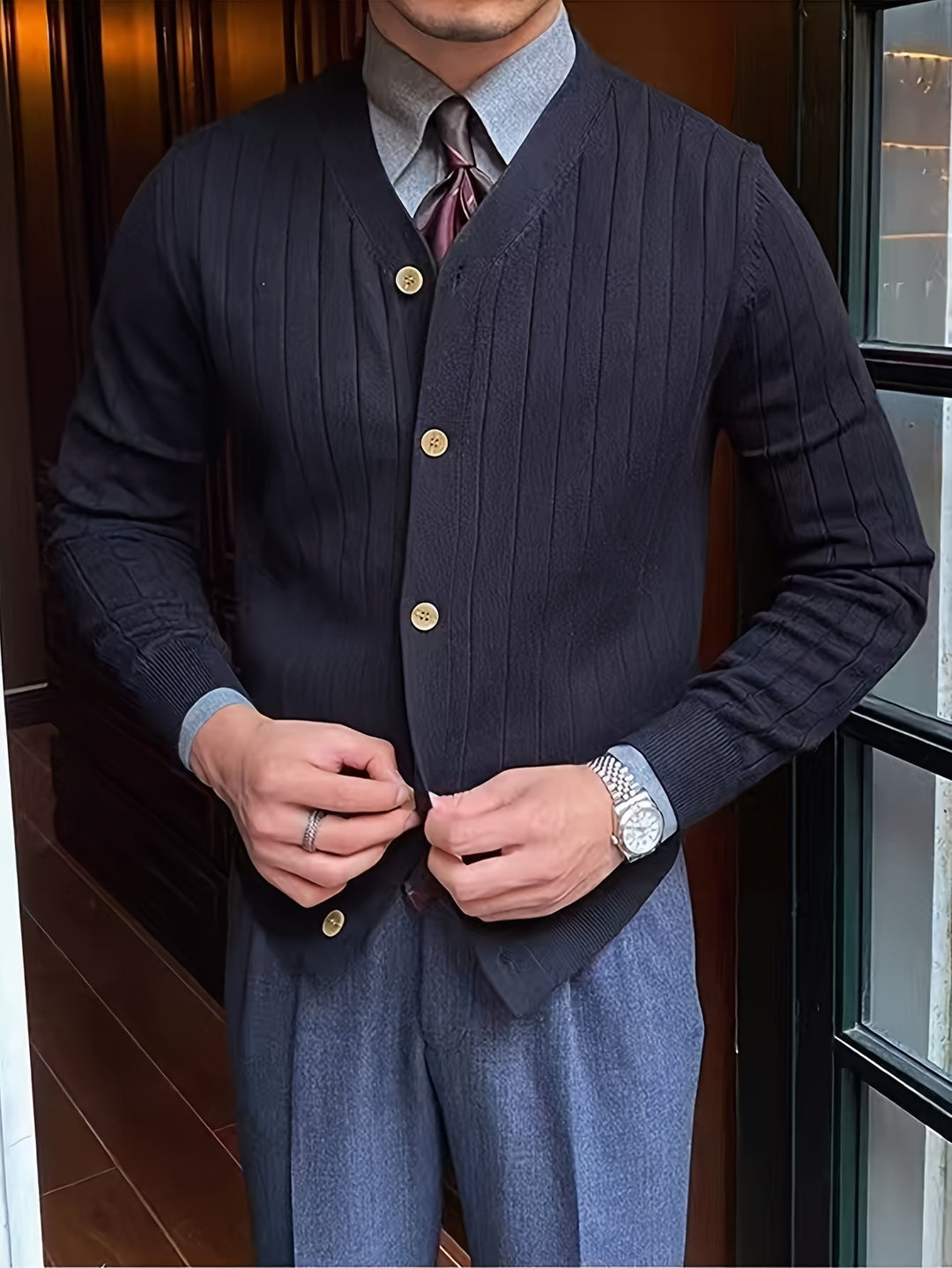 Arthur | Ribbade Knapp-up Cardigan