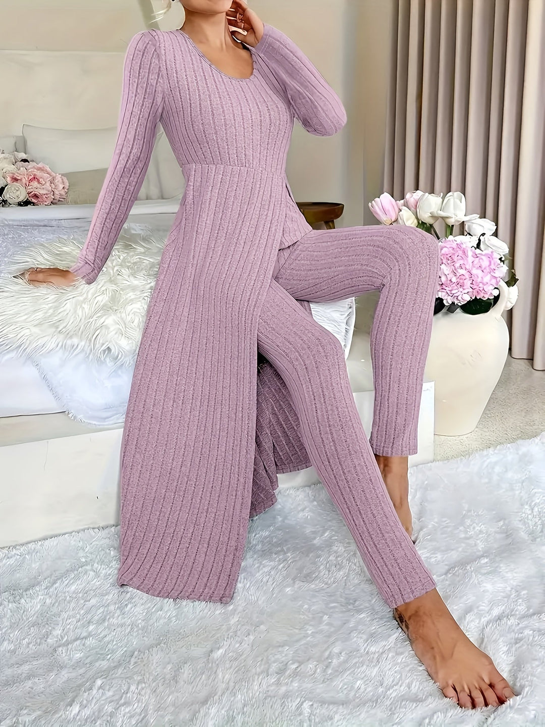 Marina | Ribbad Lounge Tvådelad Set