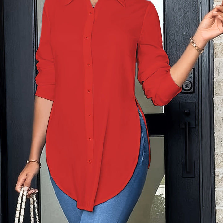 Quinn | Fins Button-Front Blus