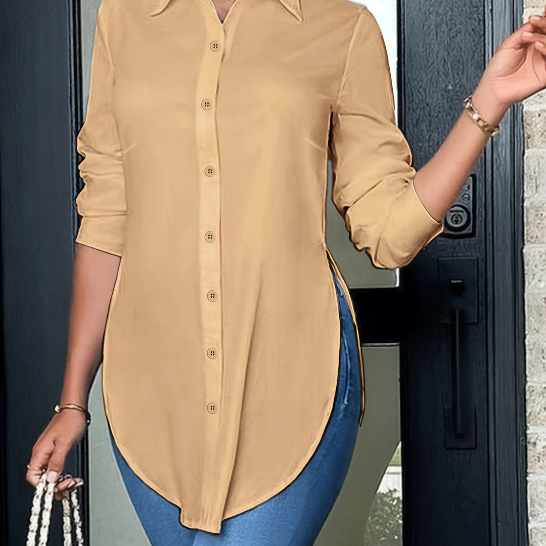 Quinn | Fins Button-Front Blus