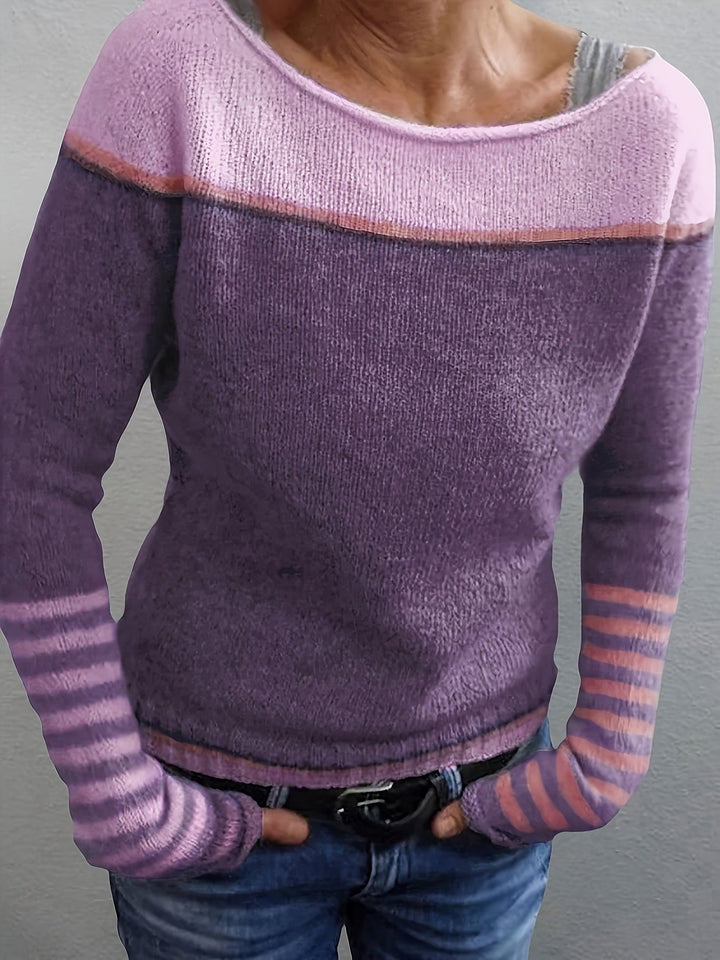 Francesca | Färgblöck Boat Neck Sweater