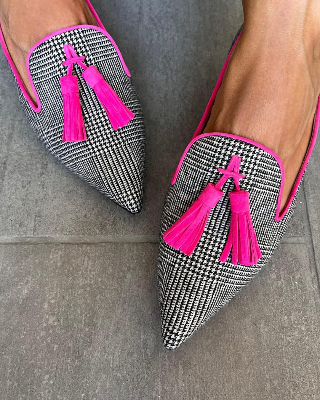 Nettie | Elegant Fluo Fringes Spetsiga Loafers