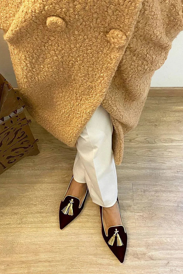 Bailey | Elegant Spetsiga Fringed Loafers