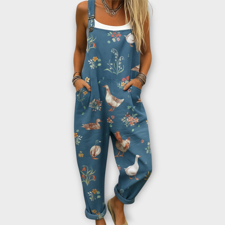 Noelle | Retro Elegant Blommönstrad Jumpsuit