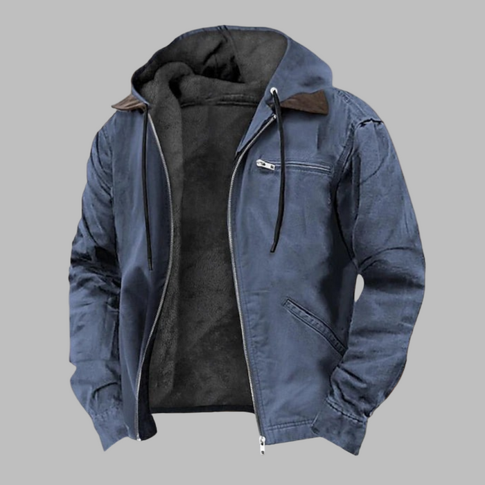 Herr Jacka med Huva och Dubbelzipper för Vardagsbruk
