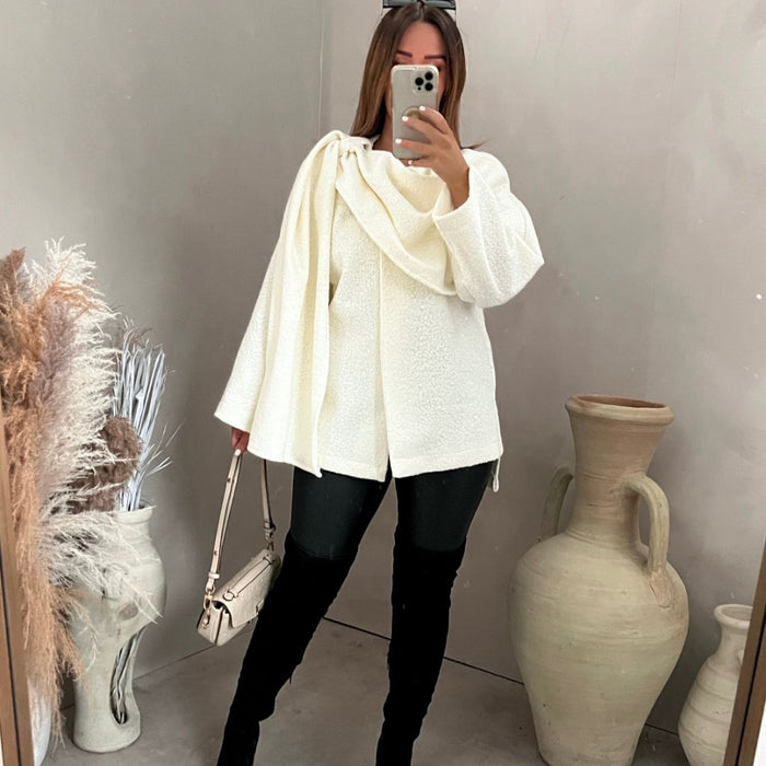 Dam Poncho med Inbyggd Scarf och Loose-Fitting