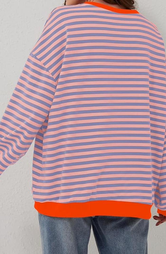 Paula | Randig Rundhalsad Tröja
