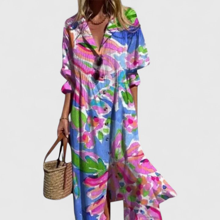 Paula | Elegant Multicolor Boho Klänning