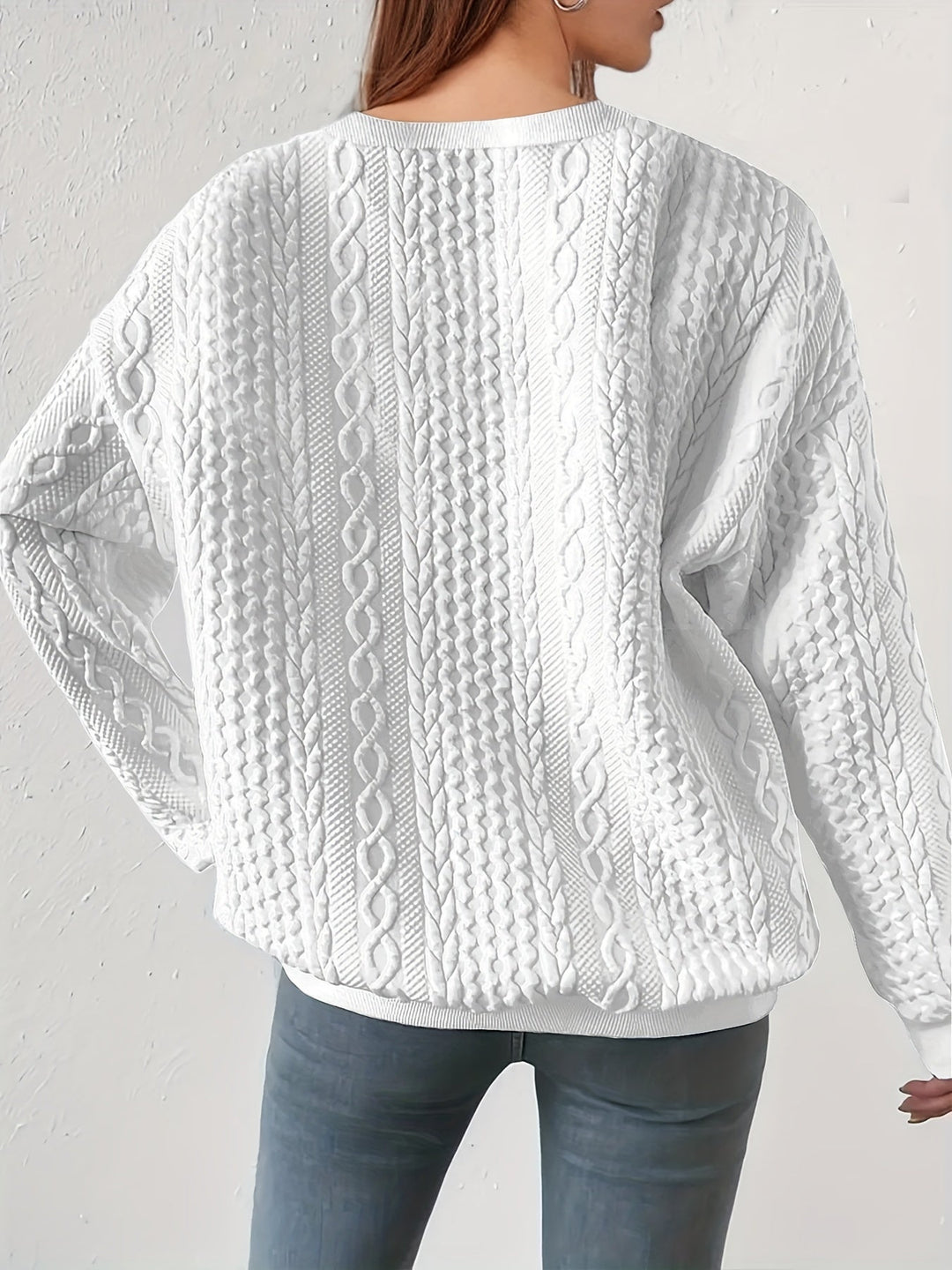 Joyce | Texturerad Kabelstickad Sweatshirt