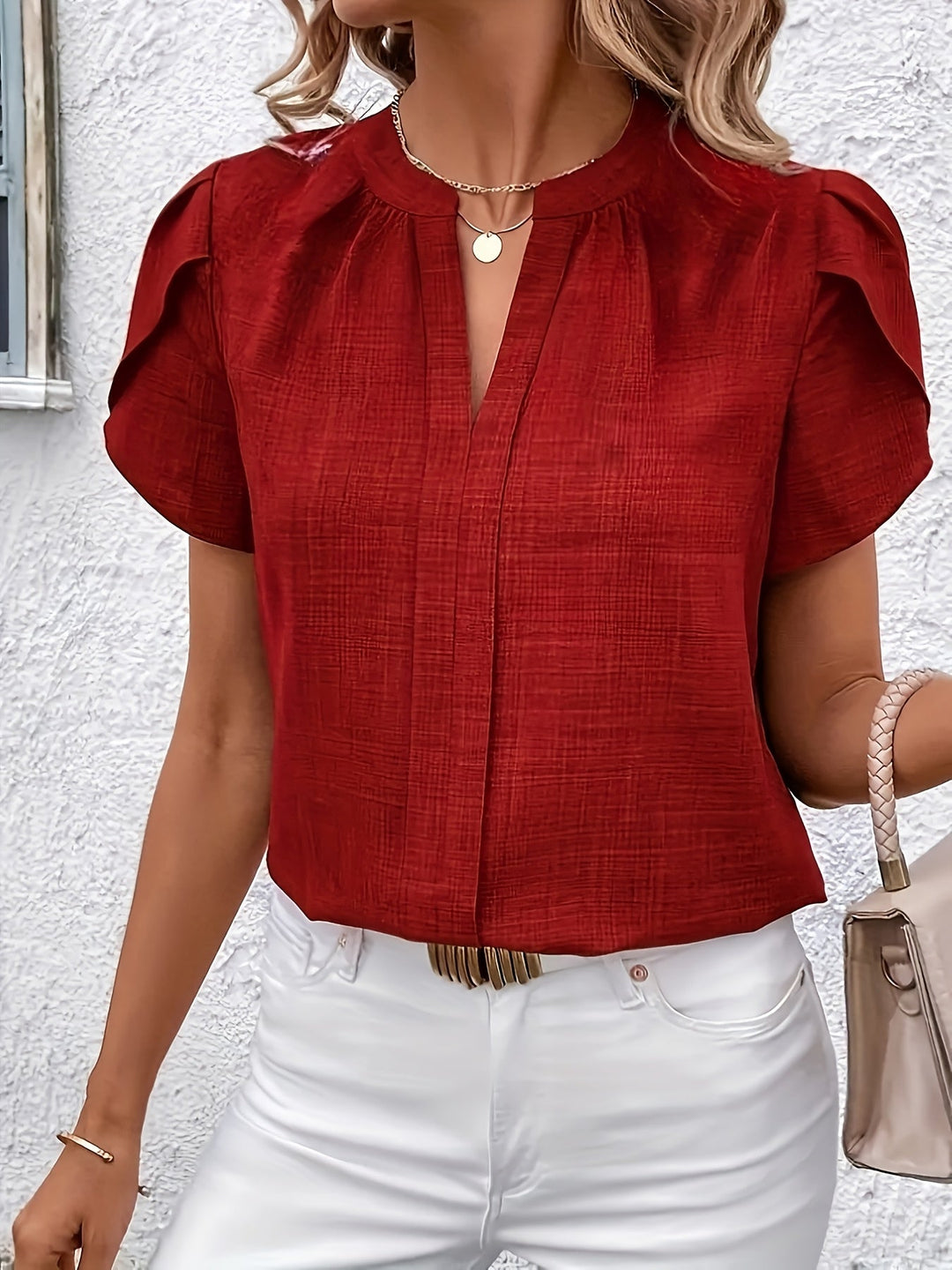 Heather | Blus med Petalärm och Notch