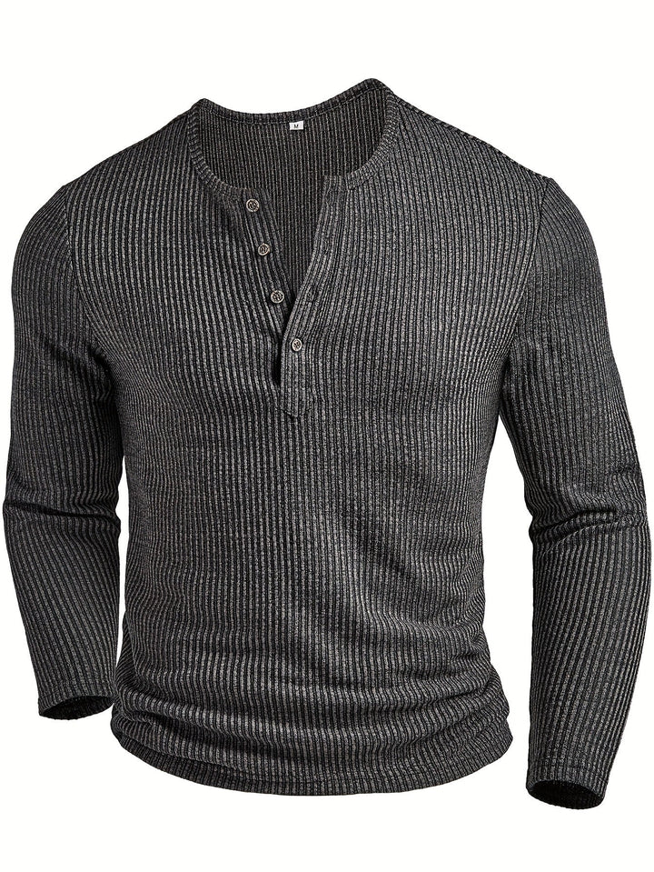 Griffin | Texturerad Ribbad Henley Skjorta