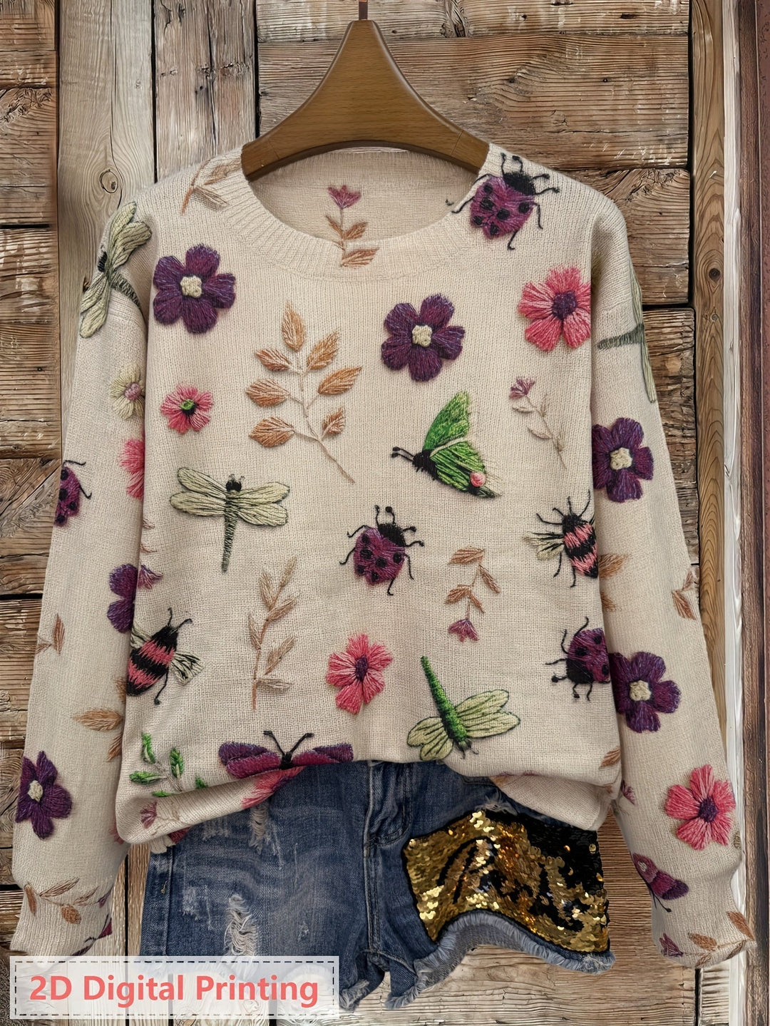 Elsie | Botanisk Tryckt Crewneck Tröja