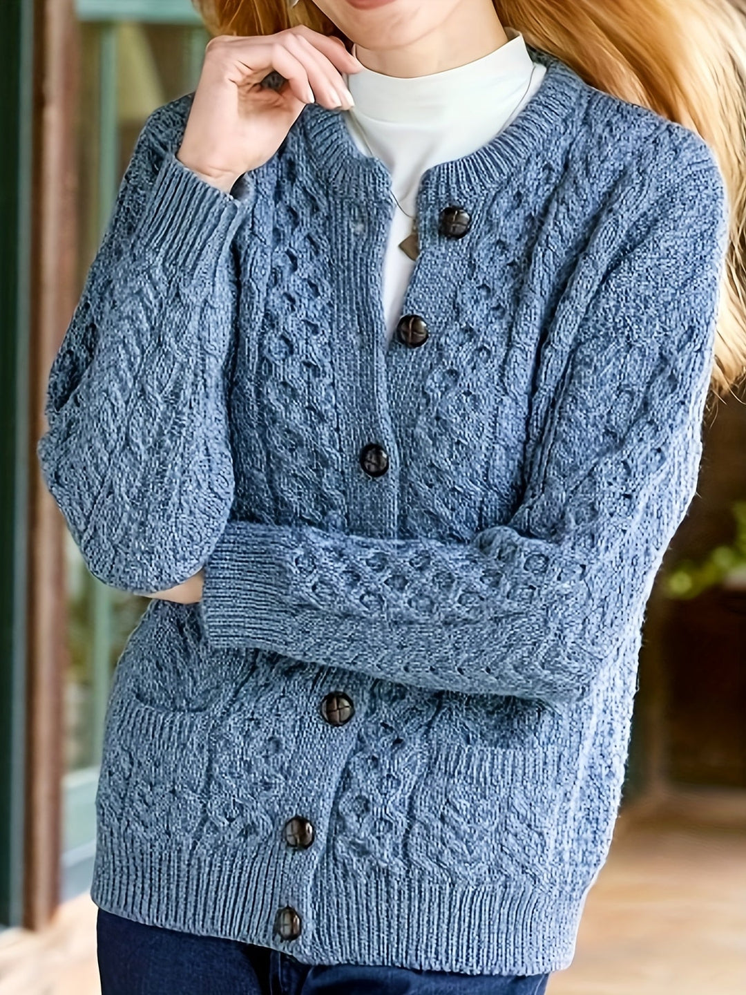 Fern | Texturerad Knapp-Front Kofta