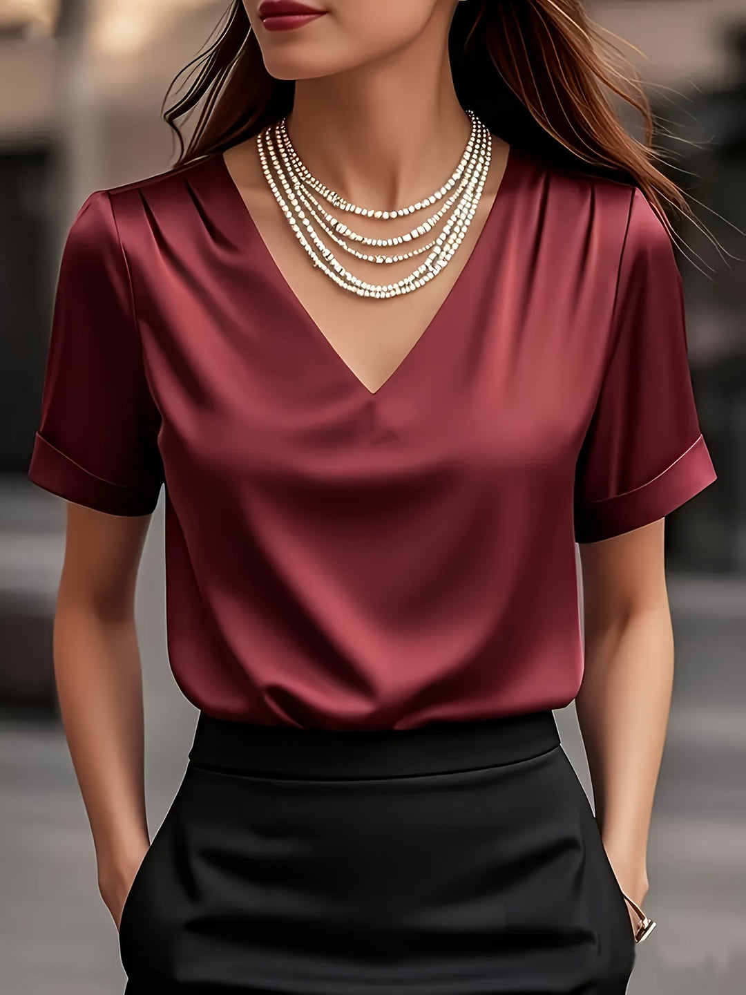 Estelle | Draperad V-ringad Blus