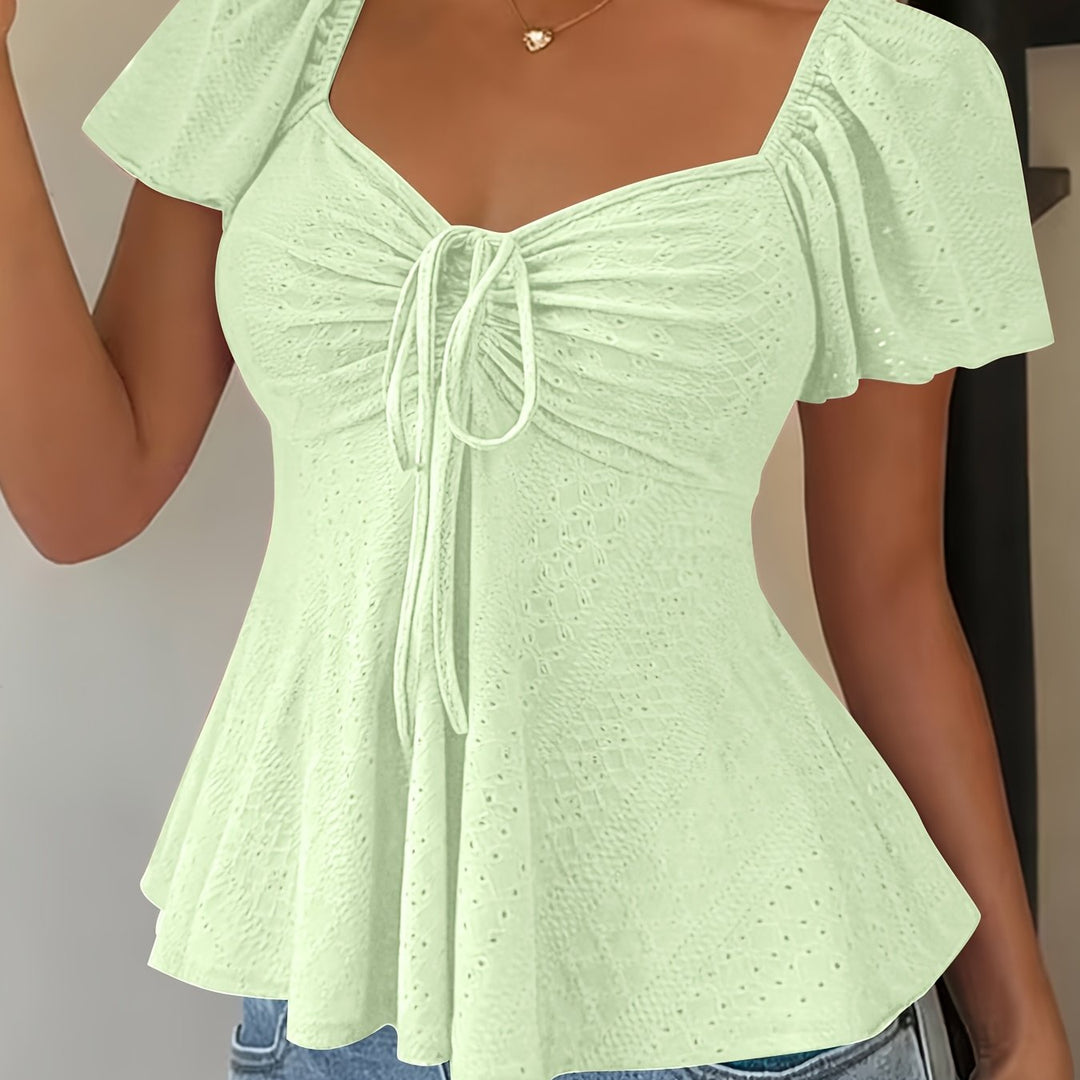 Josephine | Flutter-sleeve Peplum Top