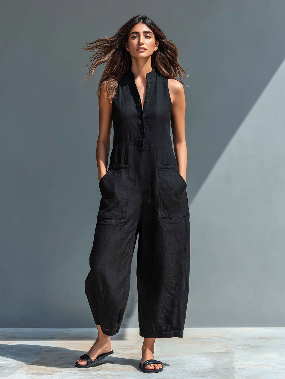 Debra | Elegant ärmlös enfärgad jumpsuit