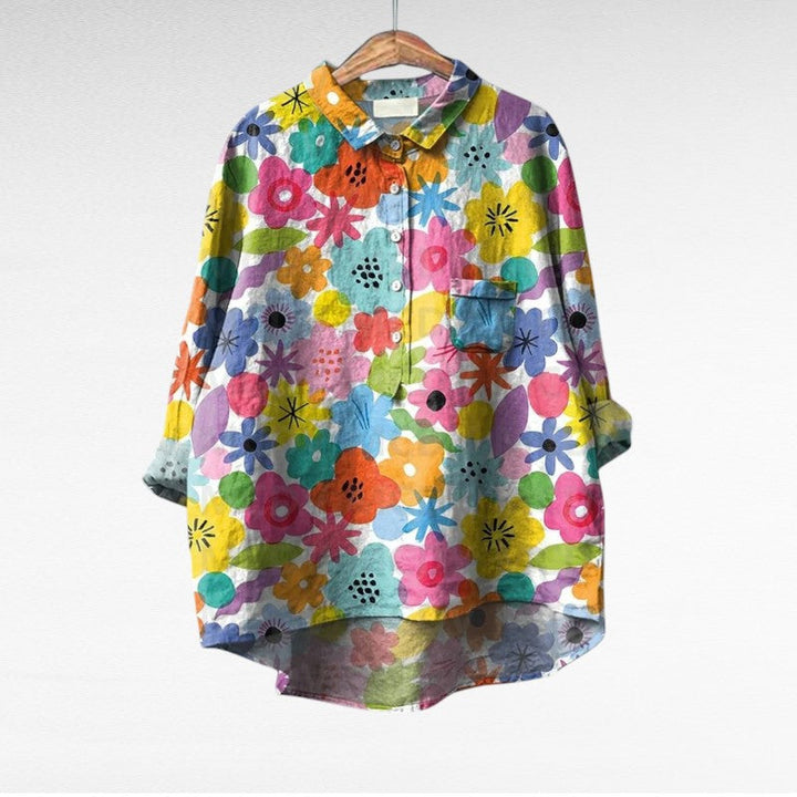 Colleen | Klassisk Multicolor Långärmad Blus