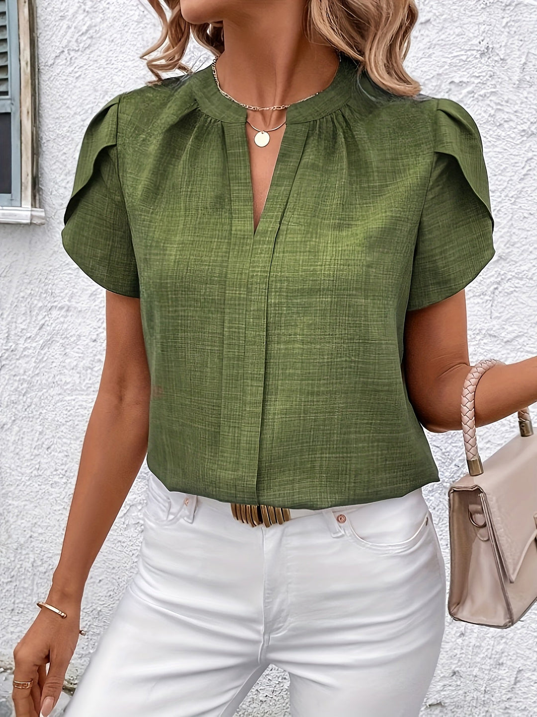 Heather | Blus med Petalärm och Notch