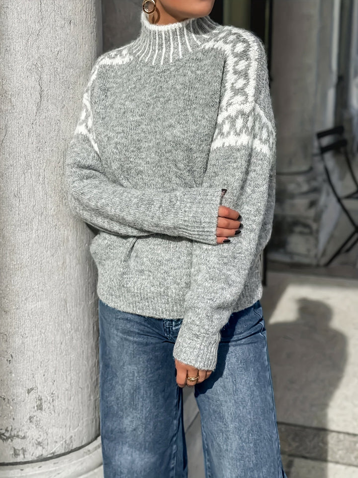 Corinna | Kontrast-Trim Mock-Neck Tröja