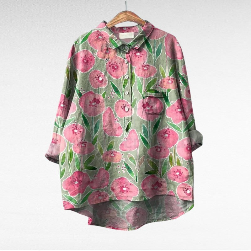 Colleen | Klassisk Multicolor Långärmad Blus