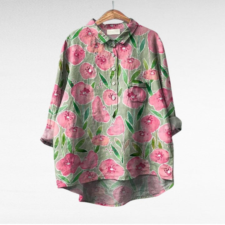 Colleen | Klassisk Multicolor Långärmad Blus