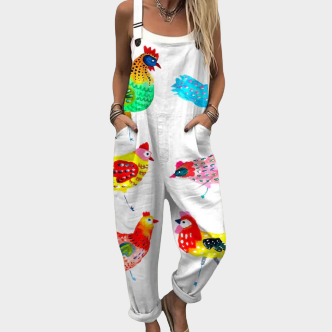 Beverly | Flerfärgad Höns Konst Jumpsuit