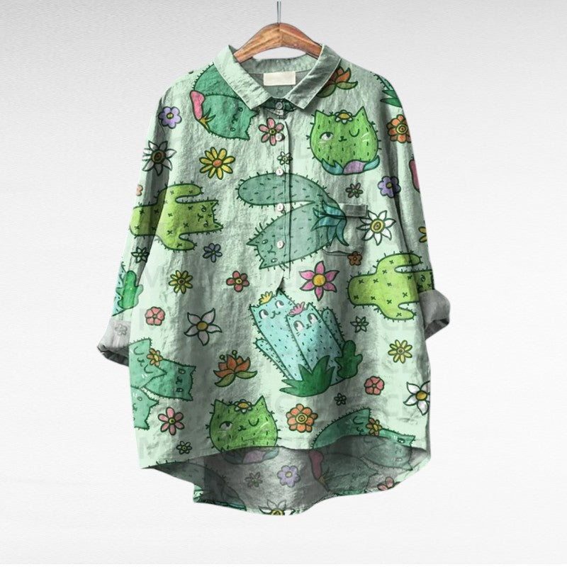 Colleen | Klassisk Multicolor Långärmad Blus