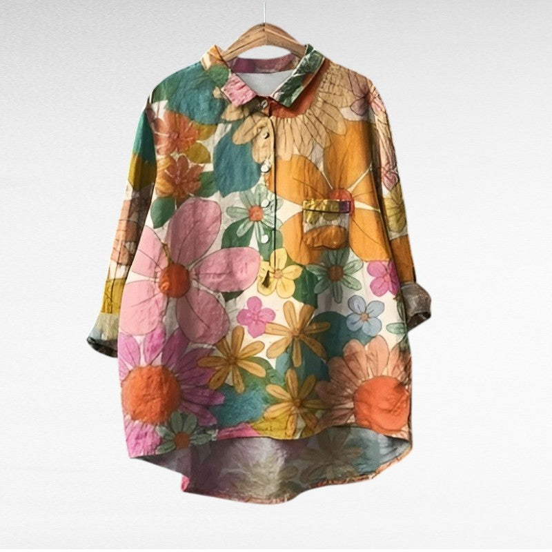 April | Klassisk Blommig Krage Blus