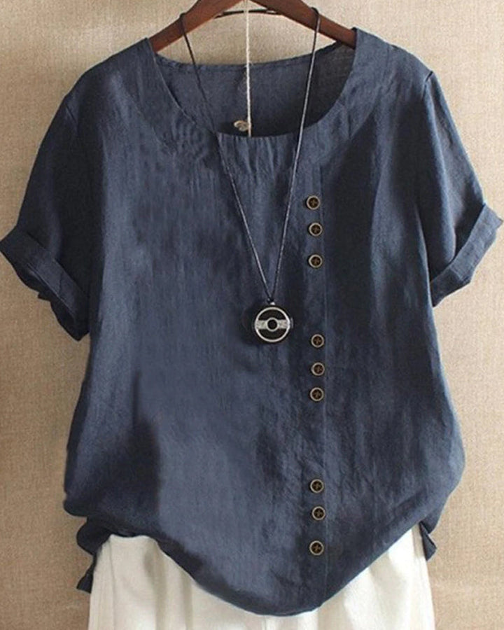 Olivia | Enkel blus med knappar för sommaren
