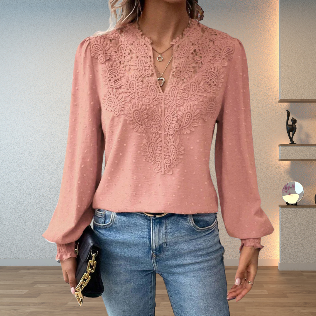 Marlene | Elegant Blus med Spetsdetaljer