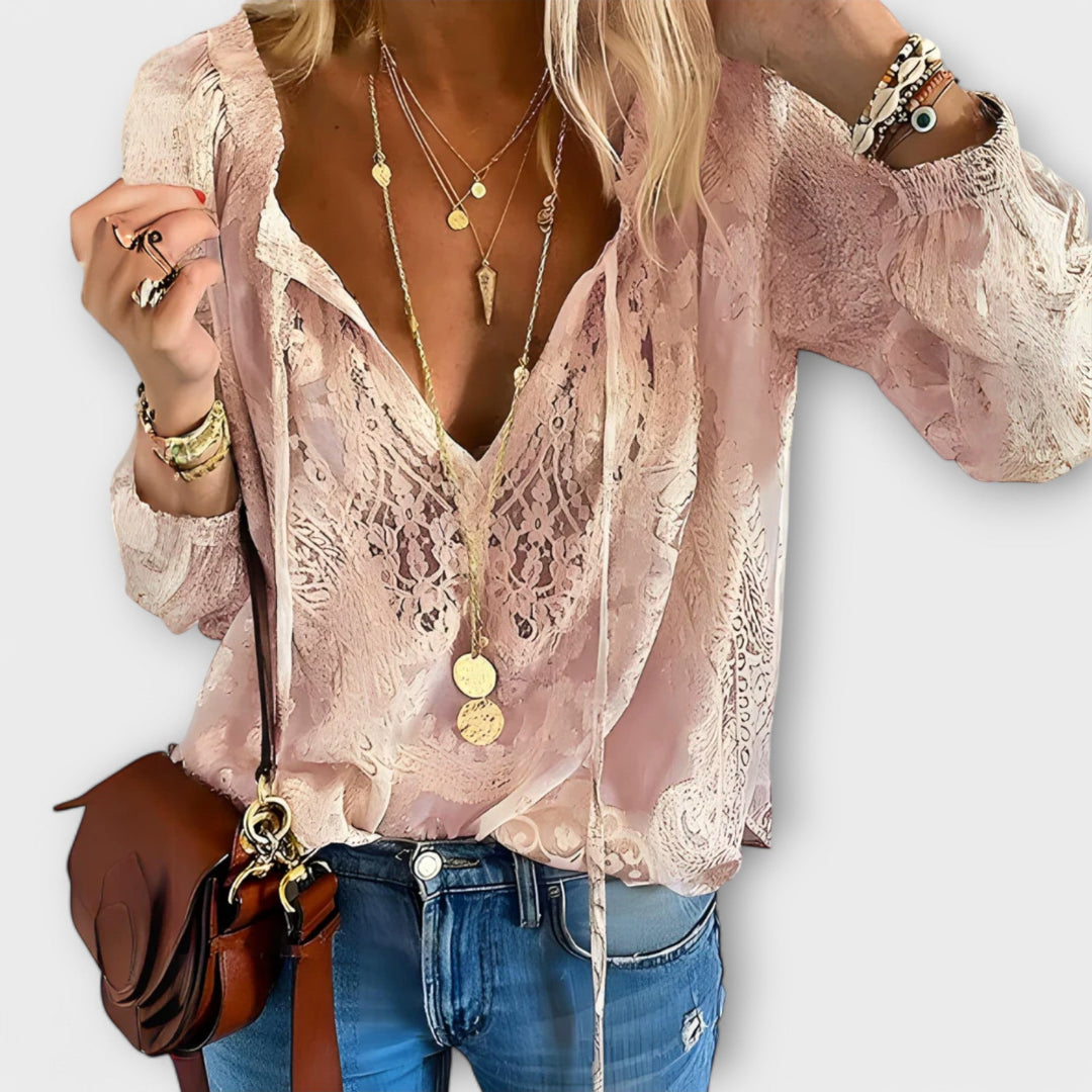 Fleur | Romantisk Blus med Knytning