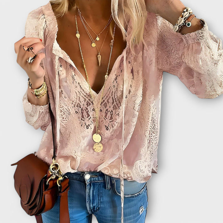 Fleur | Romantisk Blus med Knytning