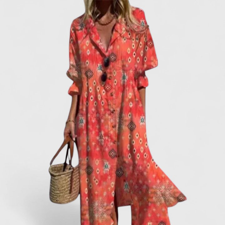 Paula | Elegant Multicolor Boho Klänning