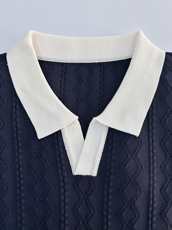 Barrett | Texturerad Polo med Kontrastkrage