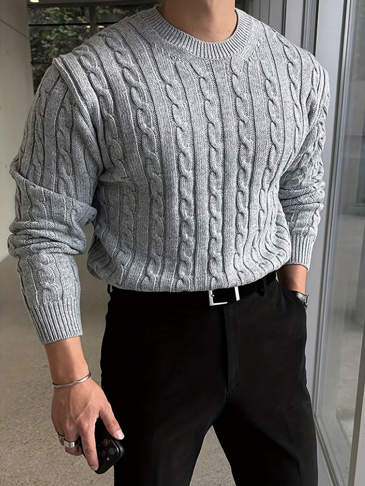 Jonas | Kabelstickad Crew Neck Tröja