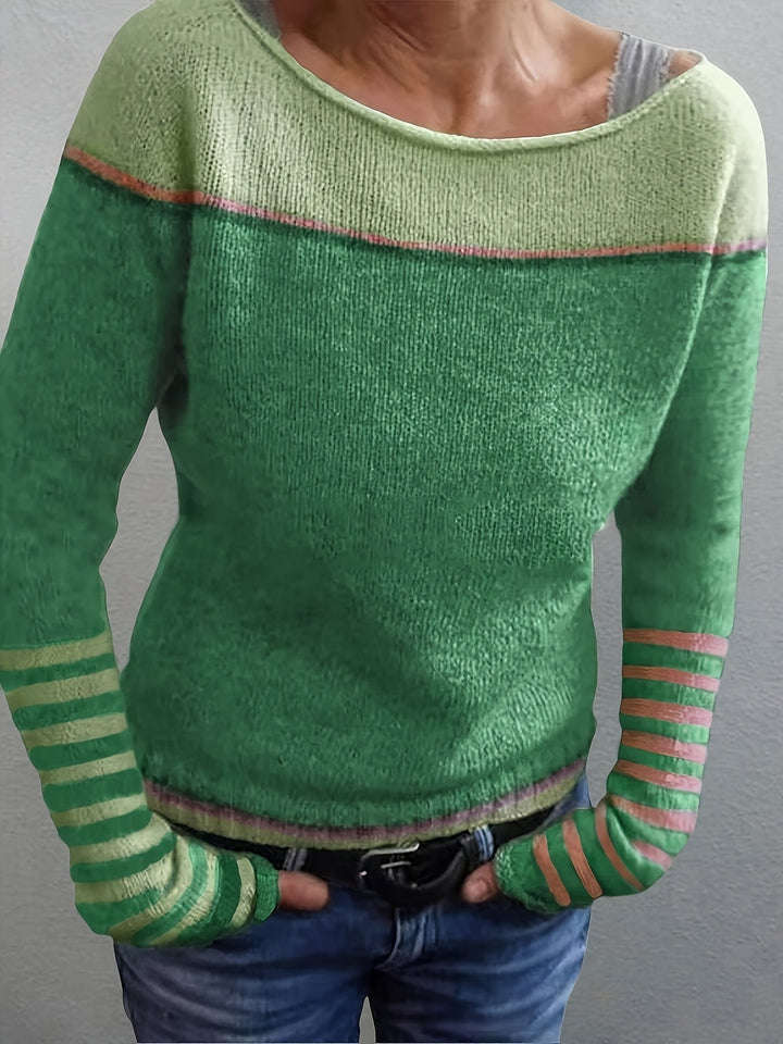 Francesca | Färgblöck Boat Neck Sweater