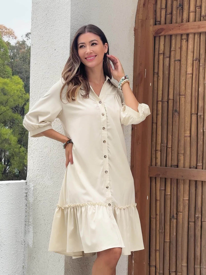 Maevelle | Knäppt Boho Midi Klänning