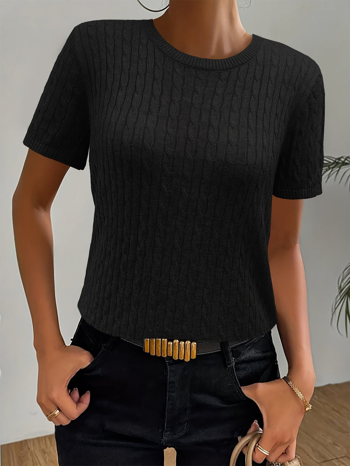 Tabitha | Texturerad Rundhalsad Kortärmad Topp