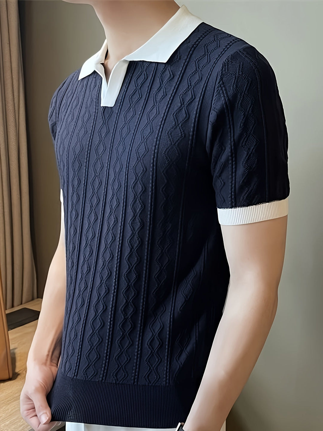 Barrett | Texturerad Polo med Kontrastkrage