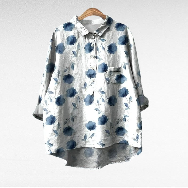 April | Klassisk Blommig Krage Blus