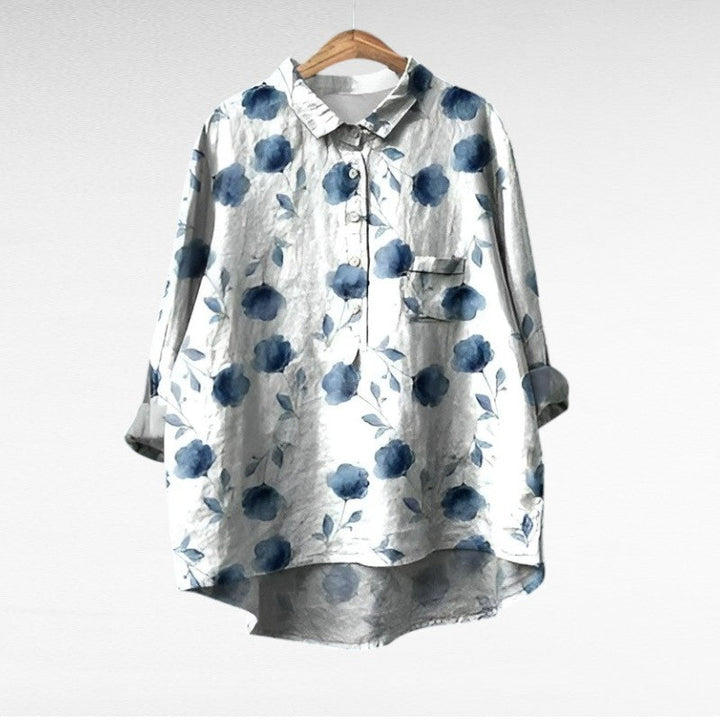 April | Klassisk Blommig Krage Blus