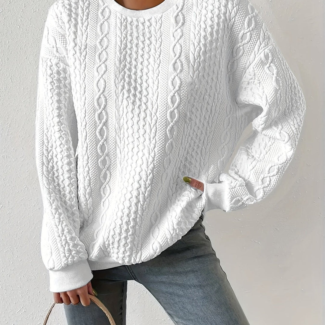 Joyce | Texturerad Kabelstickad Sweatshirt