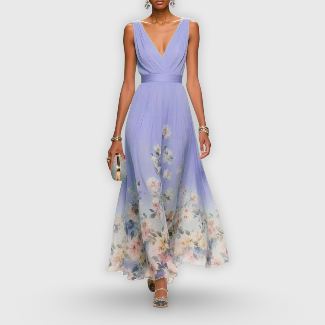 Colleen | Elegant ärmlös blommig klänning