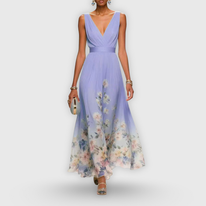 Colleen | Elegant ärmlös blommig klänning