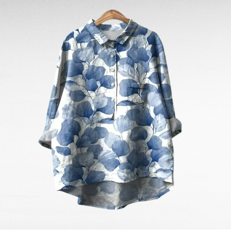 April | Klassisk Blommig Krage Blus